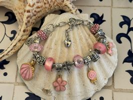 Rosa Traumarmband für Kinder mit Charms & Glitzerperlen 🌸✨