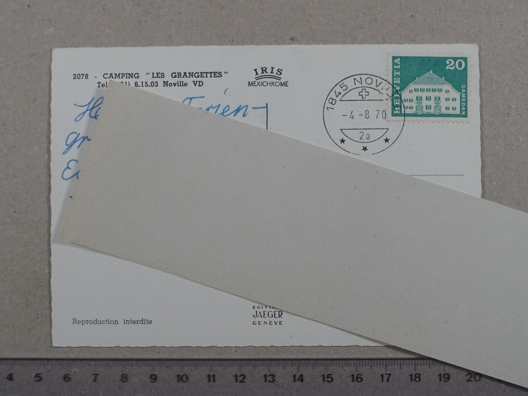 Cartoline postali: Noville VD, Camping "Les Grangettes", 1970 – Usato da Lenzburg venduto da fh1 1