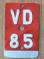 VD 85 - VELONUMMER - FAHRRADSCHILD - PLAQUE DE VELO - VD 85
