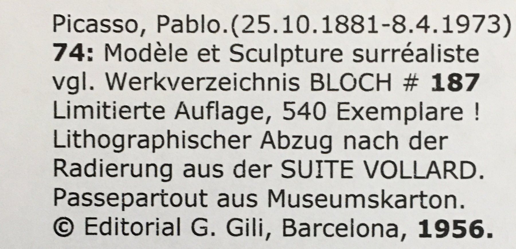 Grafica & Litografie: Pablo Picasso "Sculpteur et Modèle..." – Usato da Nennigkofen venduto da Sommersonnen 4