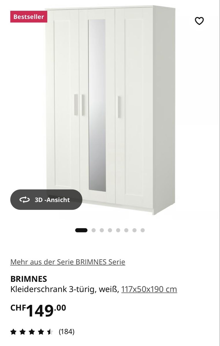 Schränke: Ikea BRIMNES Kleiderschrank, 3-türig, weiss,Top Zustand! – Gebraucht aus Berneck von eva_2fhj 2