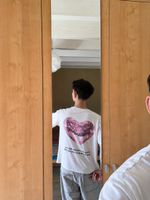T-shirt blanc cœur rose