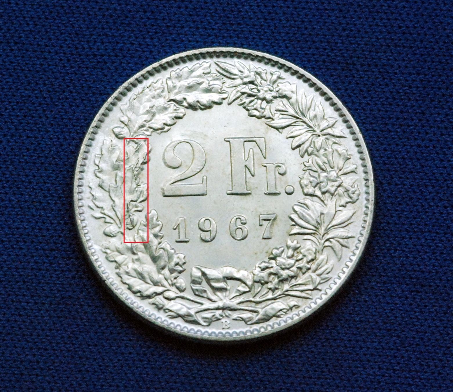 Tutti le monete: Schöner silberner 2.- 1967, mit leichtem Stempelriss – Usato da Mühlethal venduto da sowato 1