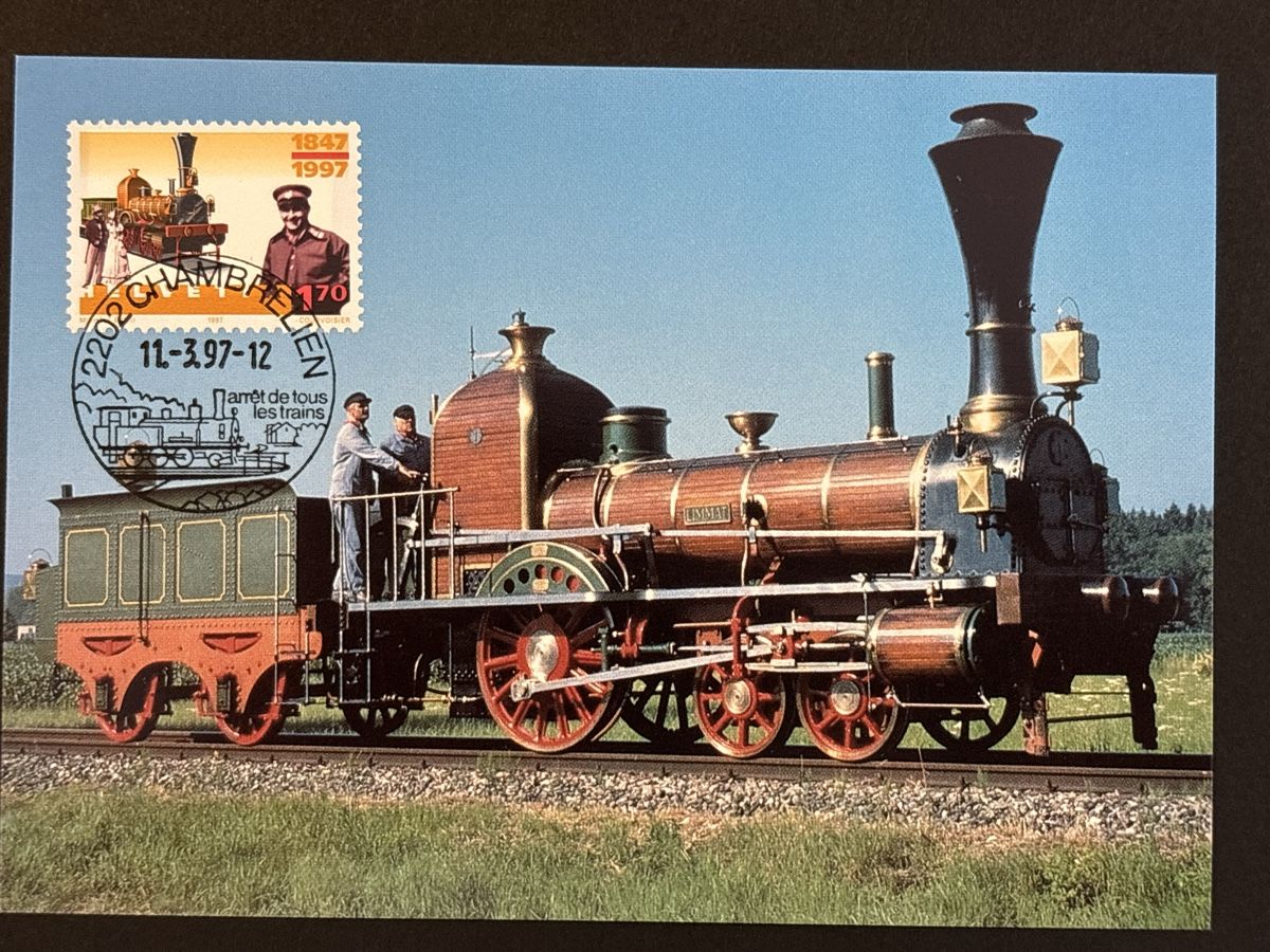 Tutti i francobolli: Carte postale ancienne train SBB 150 ans Spanisch-Bröli Bahn – Usato da Carouge GE venduto da irma016