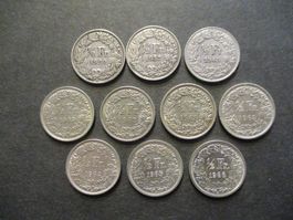 10 x 50 Rp 1920-37-43-60-62-63-63-64-65-66- Superbes pièces