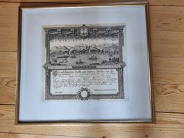 Alter Kupferstich Gesellenbrief Lachen 1803 Top