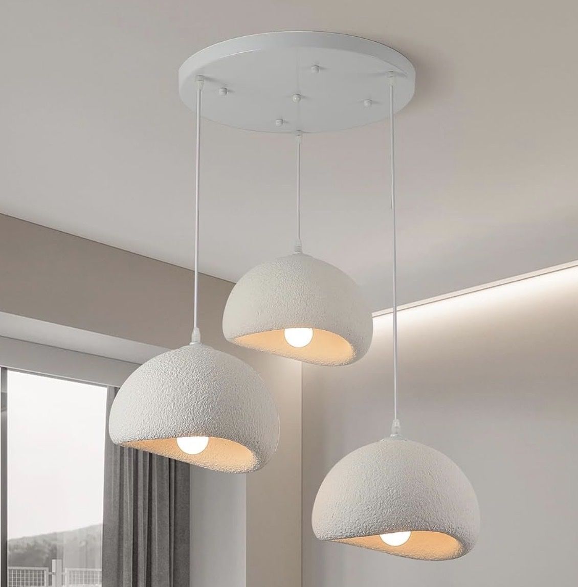 Lampadari & plafoniere: Pendelleuchte Hängeleuchte weiss 3Köpfe rund – Nuovo e nell'imballaggio originale da Strengelbach venduto da retourenjaeger.ch