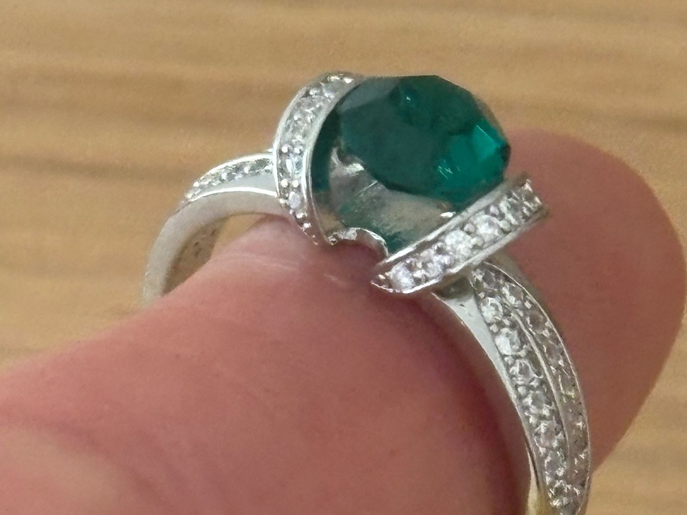 Anelli: Luxus Elegante Gr.19/9 Ring Farbe: Silber/ Grün – Nuovo (secondo la descrizione) da Biel-Bienne venduto da Roserosse13 4