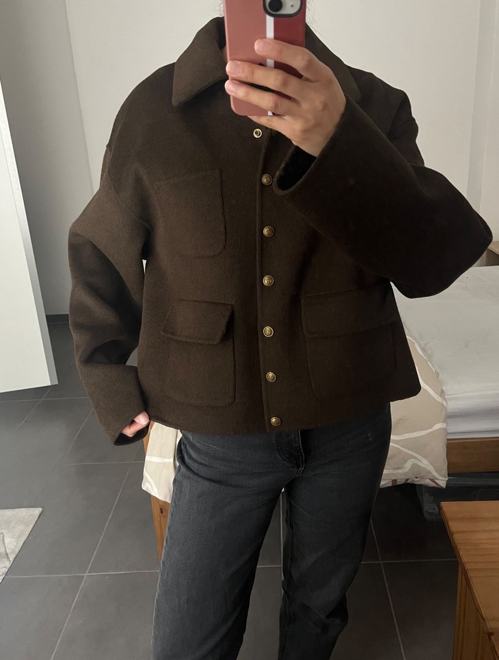 Massimo Dutti Giacche: Massimo Dutti Khaki-Brown Wool Crop/Boxy Jacket - S – Usato da Zofingen venduto da lis_7xzz 1