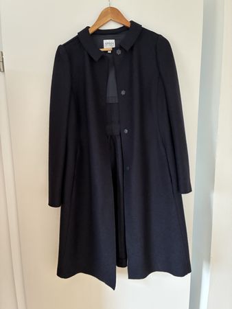 Armani Collezioni Wool Coat Gr. 42 Black Elegant Timeless Ch