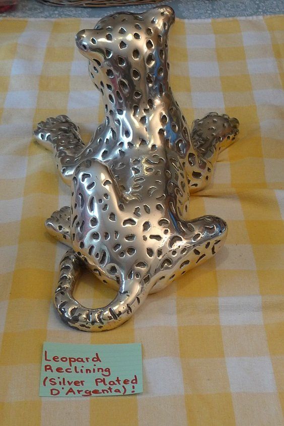 Statuette: Leopard Reclining (Silver Plated D`Argenta – Usato da Bern venduto da bn1640 3