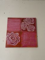 Tableaux décoratifs roses écriture 40x40cm bon état