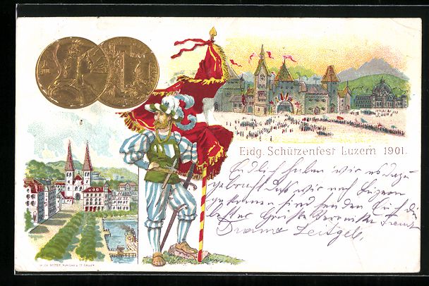 Cartes postales: Litho Luzern, Eidgenössisches Schützen – D'occasion à Berlin par bartko-reher
