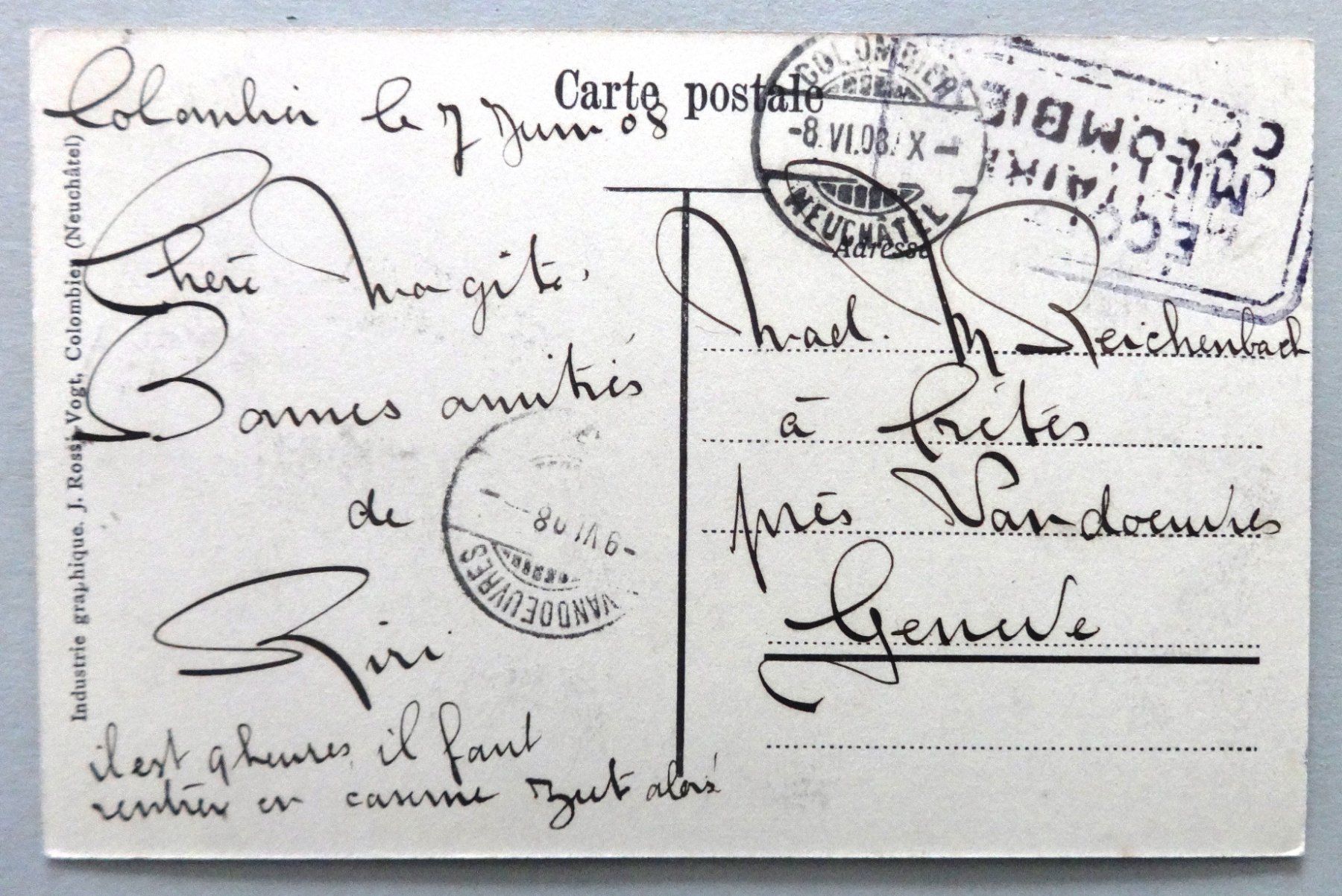 Cartoline postali: Colombier - Le Château et ses allées – Usato da Fétigny venduto da Billy2miny 1