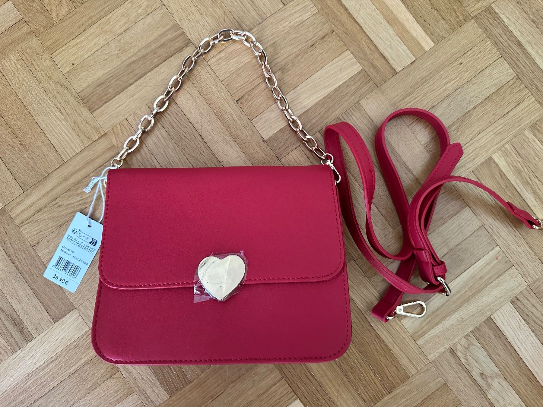 Nafnaf Borse da donna: Rote Schultertasche mit goldenem Herz – Usato da Adliswil venduto da kik_9xns