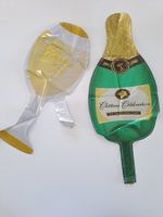 2 Ballons fête bouteille & verre champagne gonflable hélium