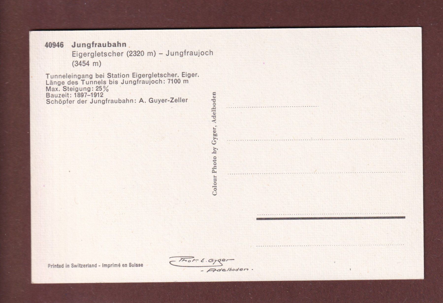 Cartoline postali: JUNGFRAUBAHN - Eigergletscher – Usato da Pully venduto da nicecards 1
