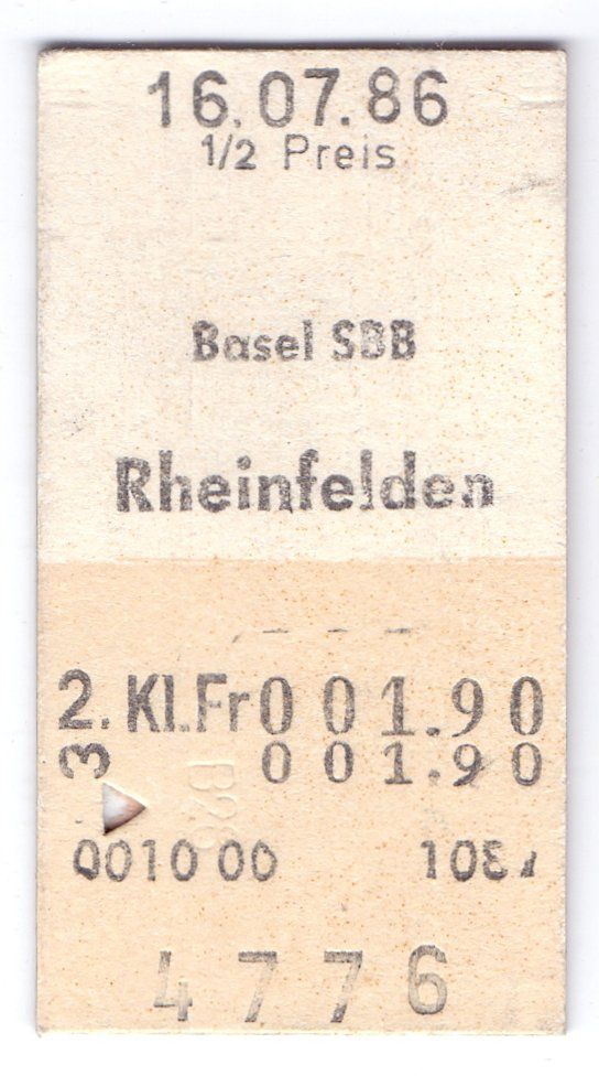 Biglietti: Billette Basel SBB - Rheinfelden – Usato da Langenthal venduto da Sammlungs_aus