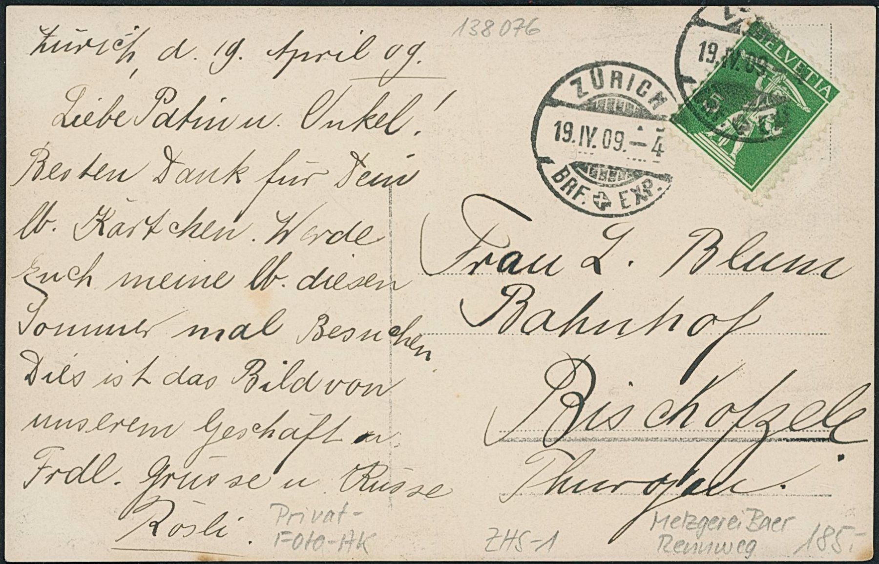 Cartoline postali: ZHS Zürich – Usato da Schindellegi venduto da dolpitz 1