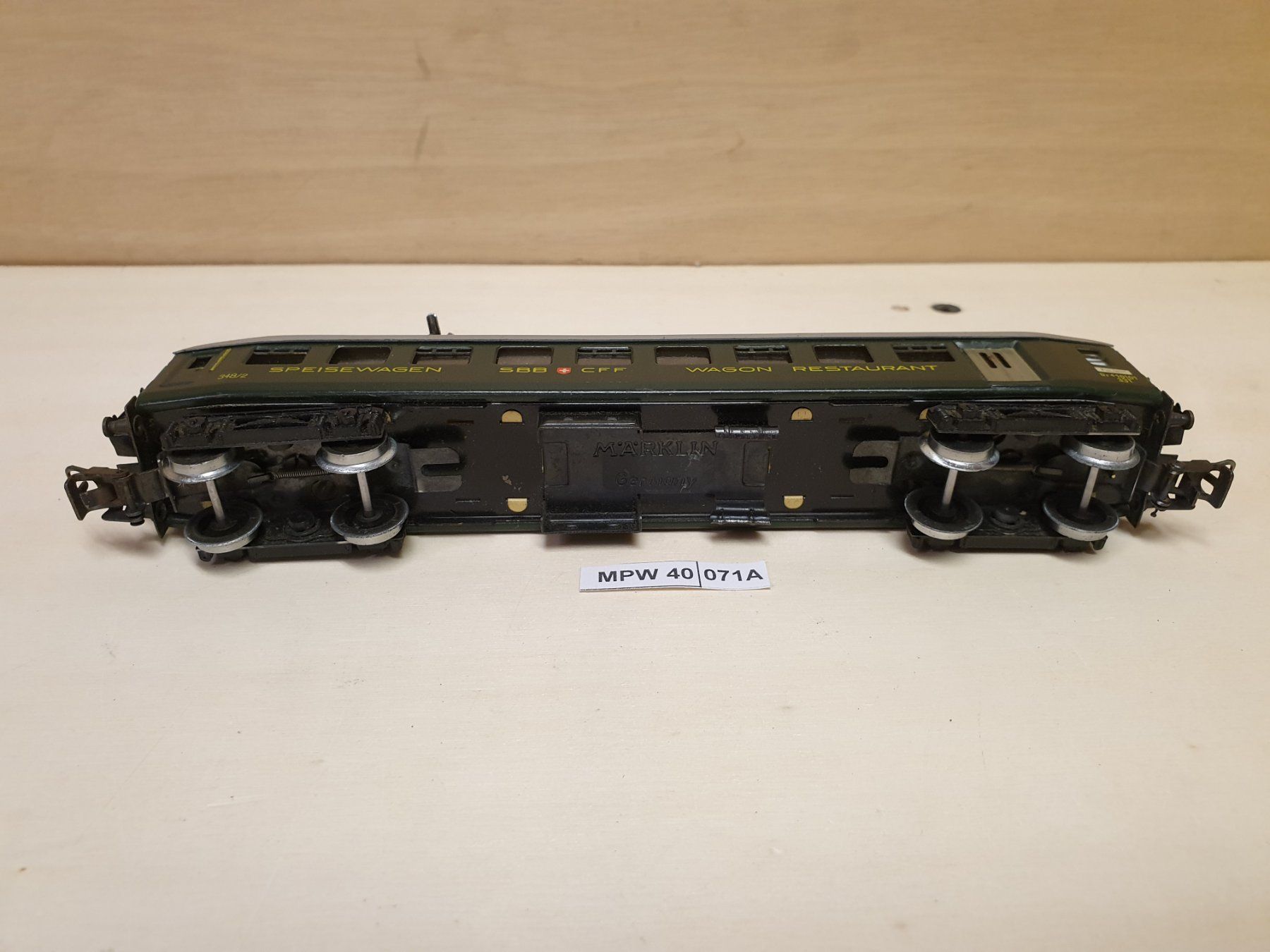 Märklin Modellini di ferrovie: M 348/2 - SBB Oldtimer Speiswagen - Blech - Dr 4 10101 – Usato da Waengi venduto da Bosu 2