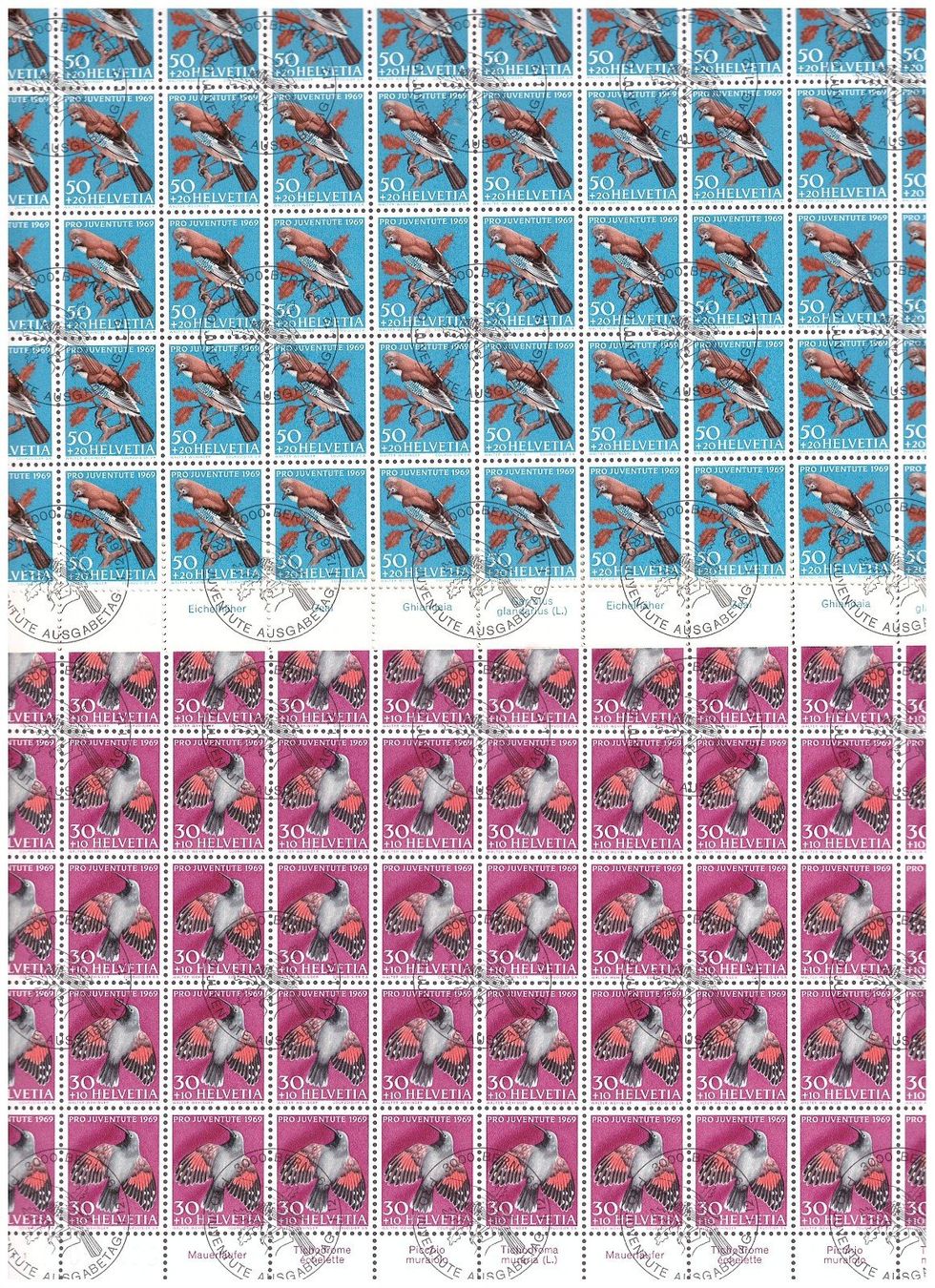 Alle Briefmarken: PJ 1969 Satz Bogen mit Ersttagsstempel – Gebraucht aus Frauenfeld von Interessent1
