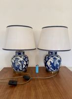 Vintage Keramik Tischlampen, blau-weiss, Top Zustand!