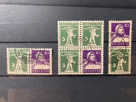 Briefmarke, Zusammendrucke, 16-18, gestempelt, KP 140.--