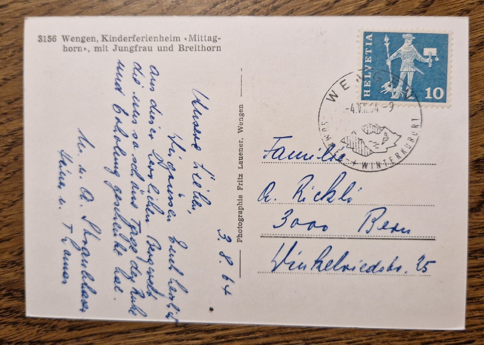Cartoline postali: Wengen, Kinderferienheim Mittagshorn 1964 – Usato da Ebikon venduto da Donar50 1