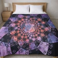 Tagesdecke XL Batik Überwurf Baumwolle Ganesh Lila  Ganesha