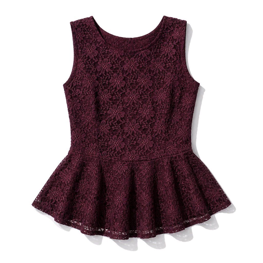 Vero Moda Top: Vero Moda Peplum Top bordeaux Spitzen Gr. S Schösschen – Usato da Füllinsdorf venduto da Sunnebliemli7