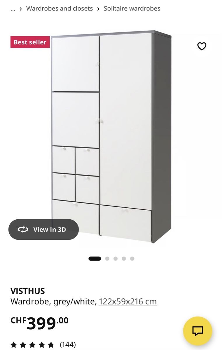 Ikea Armadi: VISTHUS Wardrobe, 122x59x216 cm – Usato da Dübendorf venduto da kat_yx9r 2