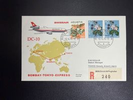 Swissair Erstflugbrief Zürich-Tokyo 1974