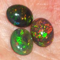 Edelstein Set L-8196– 3 Äthiopischer Schwarzer Opal Cabochon
