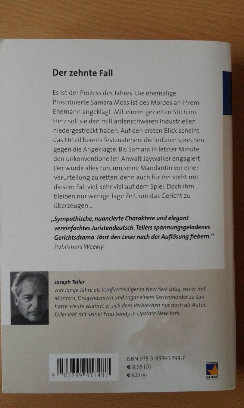 Bücher: Joseph Teller Der zehnte Fall – Gebraucht aus Basel von Alacant 2
