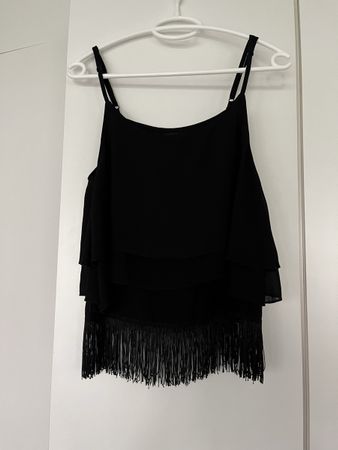 Tout Tout Femme, Top, Schwarz, Fransen, Sommer, Neuw.