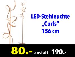 🔴  LED-Stehleuchte „Curls“ Messing Metall 156 cm hoch /064B