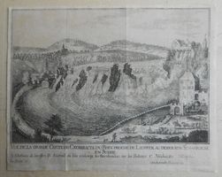 E. Büchel. Rheinfall. Kupferstich von ca 1780.