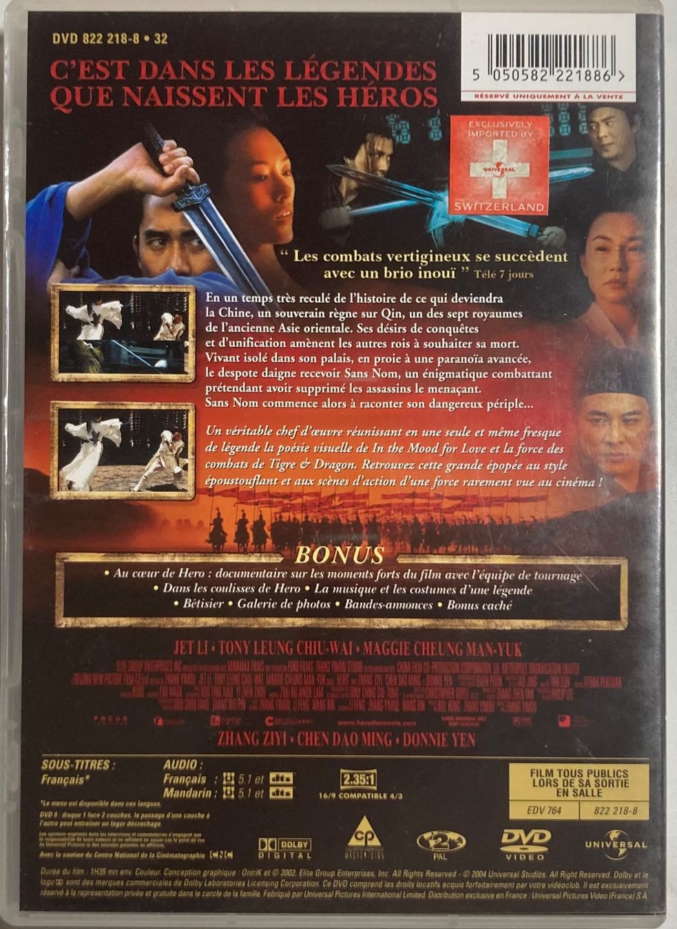 Tutti i DVDs: JET LI - HERO – Usato da Poliez-Pittet venduto da Newtown-Records 1