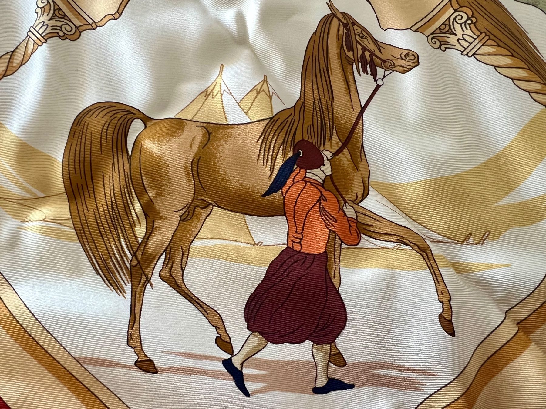 Foulard Hermès "En Course" En Soie Vintage - Bleu, Foulard Carré, Très Bon état Occasion