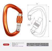 Karabiner Orange, 100x60mm. Öffnung 16mm.