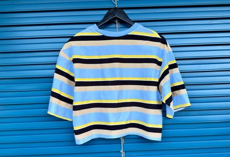 T-shirt Court Rayé BERSHKA - État Impeccable