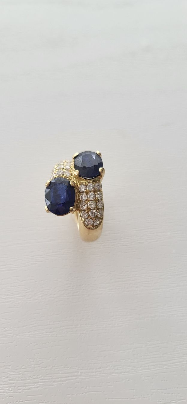 Anelli: Toller Safirring mit 28 Brillanten – Nuovo (secondo la descrizione) da Unterägeri venduto da Altgoldschmuck 1
