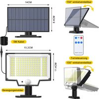 Solar Strahler Mit Bewegungsmelder 3 Modi Mit 5m Kabel Ip65