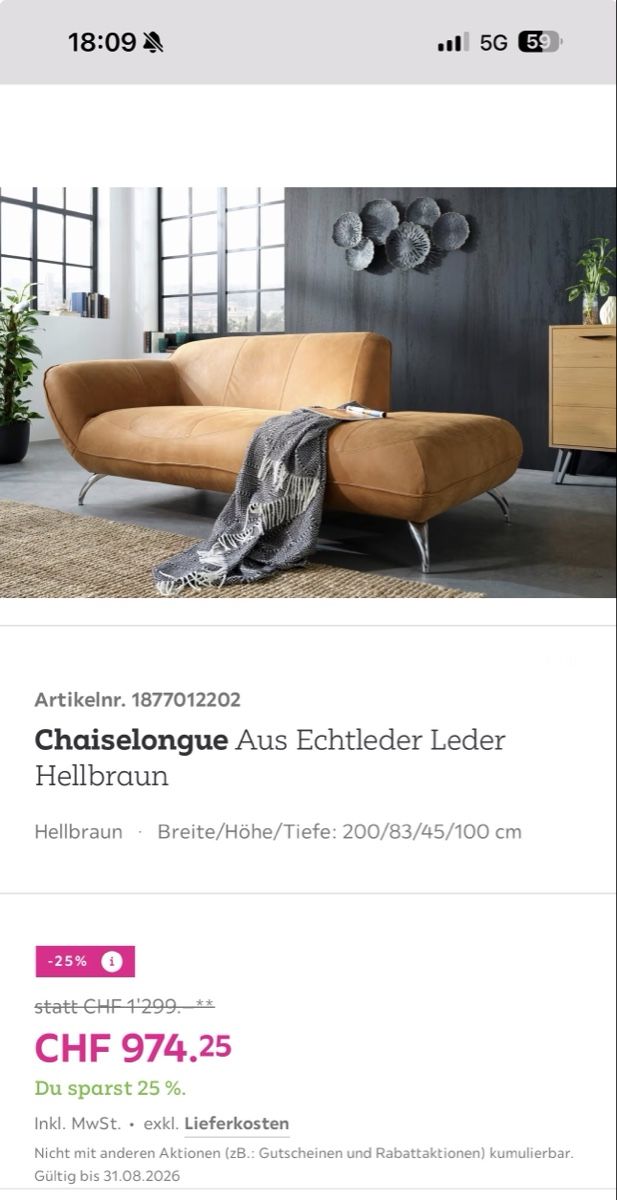 Sofas: Chaiselongue Aus Echtleder Leder Hellbraun – Gebraucht aus Frasnacht von mx-driver 1