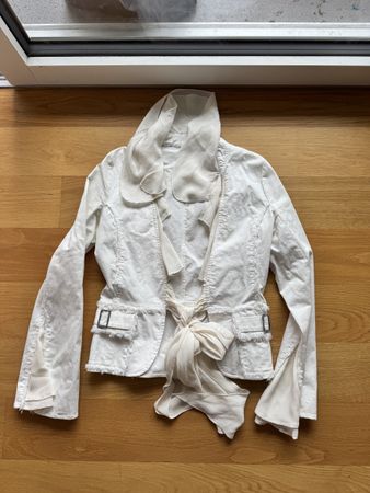 ACNE Damen Jacke Weiss Grösse 34 Seide Baumwolle