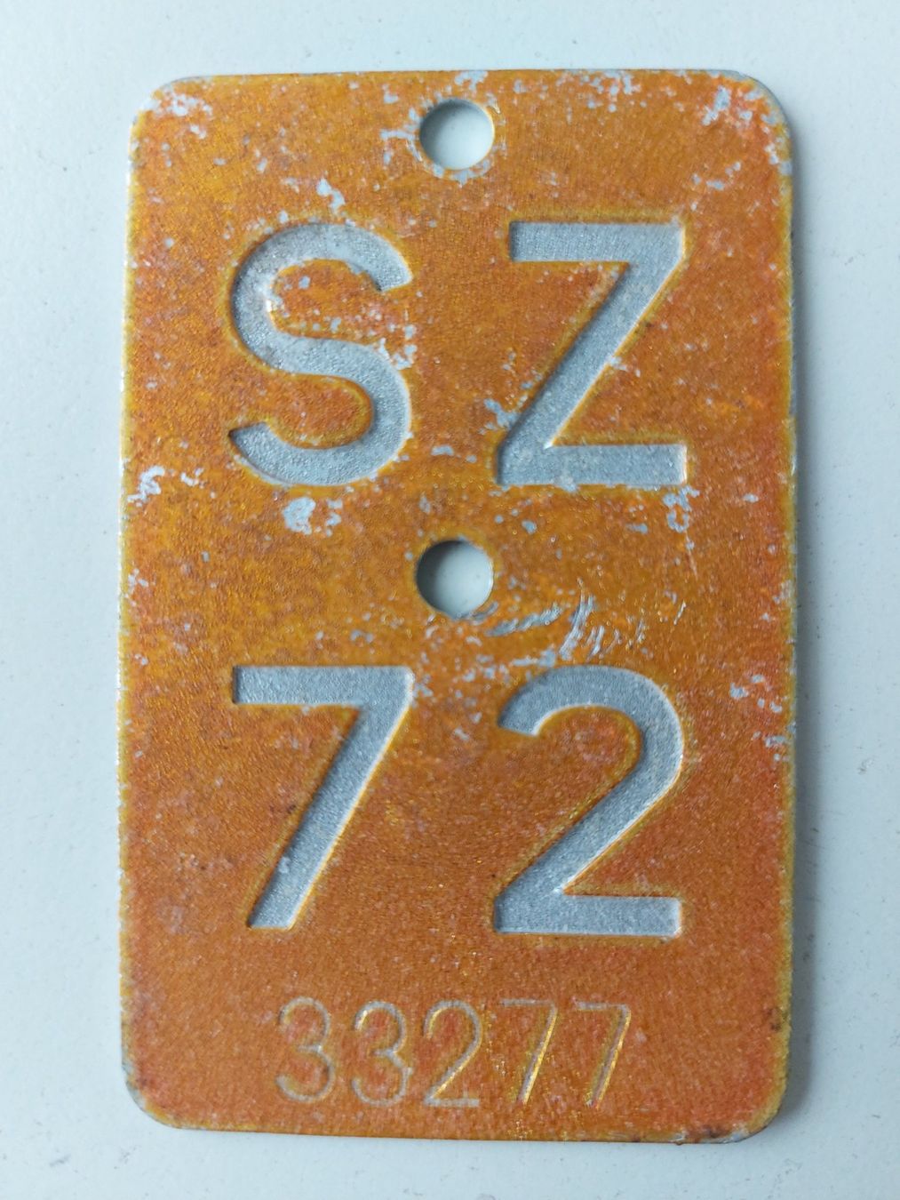 Sachs Schilder: Velonummer SZ 72 Mofanummer plaque Mofa – Gebraucht aus Schenkon von Uhu007
