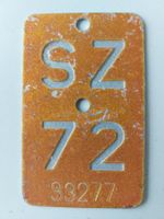 Velonummer SZ 72 Mofanummer plaque Mofa