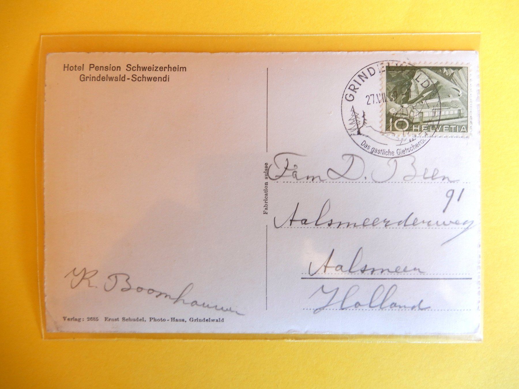Cartoline postali: Alte Ansichtskarte Hotel Schweizerheim Grindelwald-Schwendi – Usato da Senèdes venduto da Framboise52 1