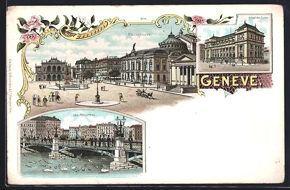 Cartes postales: Litho Genève, Hotel des Postes, Les Mou – D'occasion à Berlin par bartko-reher
