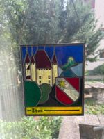 Antikes Glasbild Wappen Thun